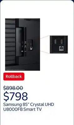 Walmart Samsung 85 Class Crystal UHD U8000FB 4K Smart TV - UN85U8000FBXZA offer