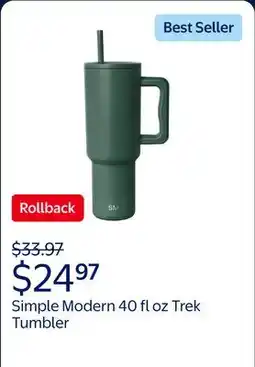 Walmart Simple Modern 40 fl oz Insulated Stainless Steel Trek Tumbler with Straw Lid | Forest offer