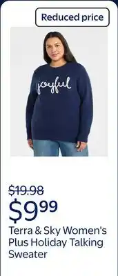 Walmart Terra & Sky Women's Plus Holiday Talking Sweater, Midweight offer