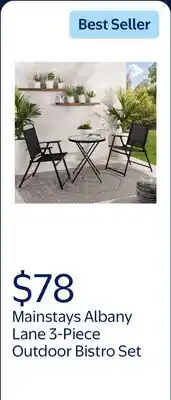 Walmart Mainstays Albany Lane 3-Piece Outdoor Bistro Set, Black offer
