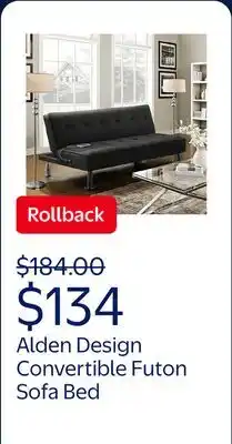 Walmart Alden Design 66 Modern Fabric Convertible Futon Sofa Bed with USB, Black offer