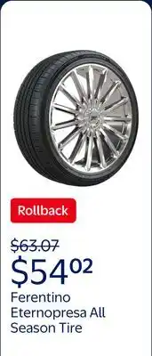 Walmart Ferentino Eternopresa All Season 215/60R16 95H Passenger Tire offer