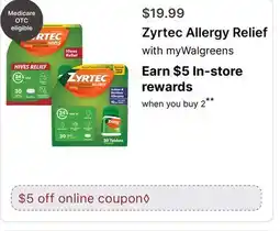 Walgreens Zyrtec Allergy Relief offer