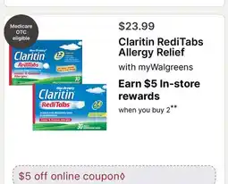 Walgreens Claritin RediTabs Allergy Relief offer