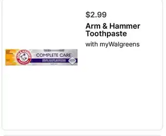Walgreens Arm & Hammer Toothpaste offer