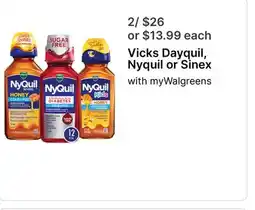Walgreens Vicks Dayquil, Nyquil or Sinex offer