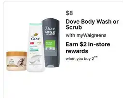Walgreens Dove Body Wash or Scrub offer