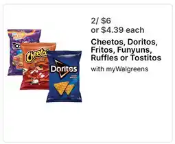 Walgreens Cheetos, Doritos, Fritos, Funyuns, Ruffles or Tostitos offer