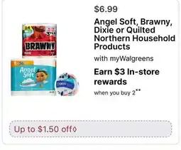 Walgreens Angel Soft, Brawny, Dixie or Quilted Northern Household Products offer
