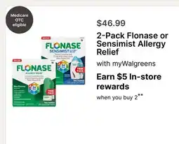 Walgreens 2-Pack Flonase or Sensimist Allergy Relief offer