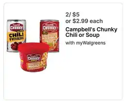 Walgreens Campbell's Chunky Chili or Soup offer