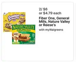 Walgreens Fiber One, General Mills, Nature Valley or Reese's offer