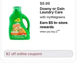 Walgreens Downy or Gain Laundry Care offer