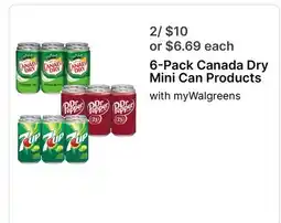 Walgreens 6-Pack Canada Dry Mini Can Products offer