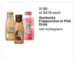 Walgreens Starbucks Frappuccino or Pink Drink offer
