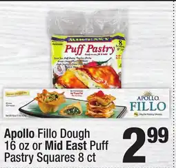 Super King Markets Apollo Fillo Dough 16 oz or Mid East Puff Pastry Squares 8 ct offer