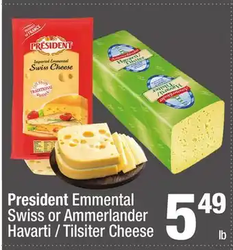 Super King Markets President Emmental Swiss or Ammerlander Havarti/Tilsiter Cheese offer