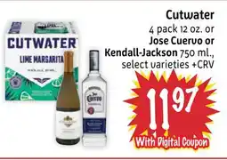 Foodmaxx Cutwater 4 pack 12 oz. or Jose Cuervo or Kendall-Jackson 750 ml offer