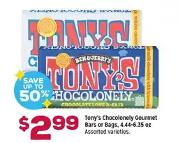 Grocery Outlet Tony's Chocolonely Gourmet Bars or Bags offer