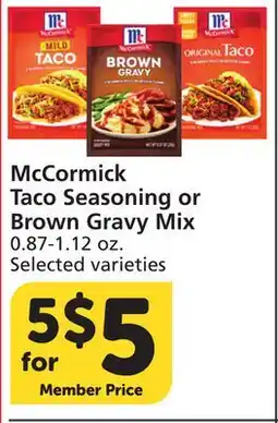 Albertsons McCormick Taco Seasoning or Brown Gravy Mix offer