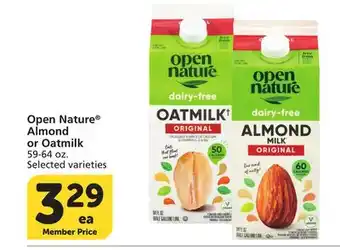 Albertsons Open Nature Almond or Oatmilk offer