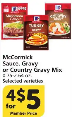 Albertsons McCormick Sauce, Gravy or Country Gravy Mix offer