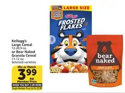 Albertsons Kellogg's Large Cereal 12-20.9 oz. or Bear Naked Granola Cereal 11-12 oz offer