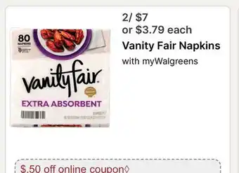 Walgreens Vanity Fair Napkins offer
