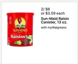 Walgreens Sun-Maid Raisin Canister offer