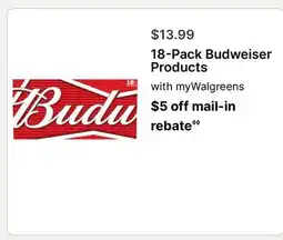 Walgreens 18-Pack Budweiser Products offer