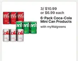 Walgreens 6-Pack Coca-Cola Mini Can Products offer