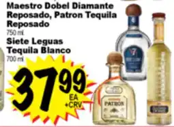 Superior Grocers Maestro Dobel Diamante Reposado, Patron Tequila Reposado 750 ml. Siete Leguas Tequila Blanco 700 ml offer