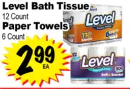 Superior Grocers Level Bath Tissue 12 Count, Paper Towels 6 Count offer