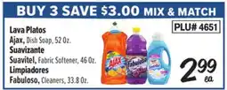 El Super Ajax Dish Soap, 52 Oz., Suavitel Fabric Softener, 46 Oz. Fabuloso Cleaners, 33.8 Oz offer