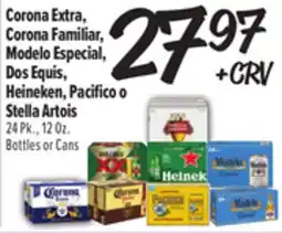 El Super Corona Extra, Corona Familiar, Modelo Especial, Dos Equis, Heineken, Pacifico o Stella Artois offer
