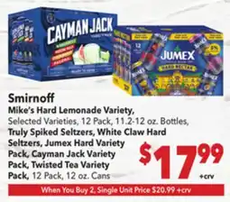 Vallarta Supermarkets Smirnoff Mike's Hard Lemonade Variety offer