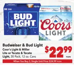 Vallarta Supermarkets Budweiser & Bud Light offer
