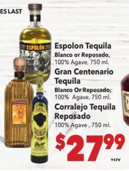 Vallarta Supermarkets Espolon Tequila offer