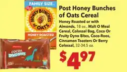 Vallarta Supermarkets Post Honey Bunches of Oats Cereal offer