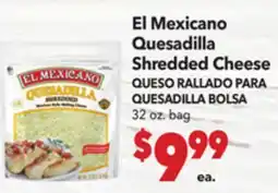 Vallarta Supermarkets El Mexicano Quesadilla Shredded Cheese / QUESO RALLADO PARA QUESADILLA BOLSA offer