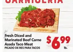 Vallarta Supermarkets Fresh Diced and Marinated Beef Carne Asada Taco Meat / PICADO DE RES PARA TACOS offer