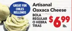 Vallarta Supermarkets Artisanal Oaxaca Cheese/BOLA REGULAR O HEBRA TIRAS offer
