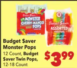 Vallarta Supermarkets Budget $aver Monster Pops offer