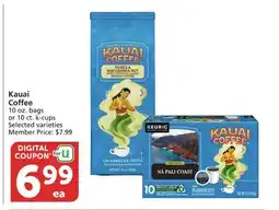 Vons Kauai Coffee 10 oz. bags or 10 ct. k-cups offer