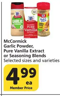 Vons McCormick Garlic Powder, Pure Vanilla Extract or Seasoning Blends offer
