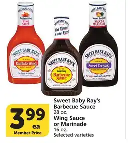 Vons Sweet Baby Ray's Barbecue Sauce 28 oz. Wing Sauce or Marinade 16 oz offer