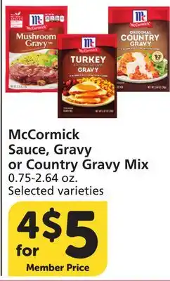 Vons McCormick Sauce, Gravy or Country Gravy Mix offer
