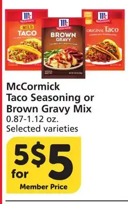 Vons McCormick Taco Seasoning or Brown Gravy Mix offer