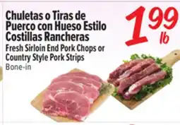El Super Fresh Fresh Sirloin End Pork Chops or Country Style Pork Strips offer