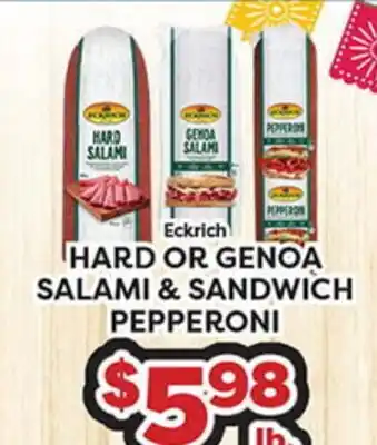 Torres Supermercado Eckrich HARD OR GENOA SALAMI & SANDWICH PEPPERONI offer